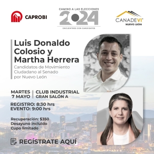 Luis Donaldo Colosio y Martha Herrera Candidatos de Movimiento Ciudadano al Senado por Nuevo León